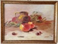 Jarra con diversos frutos sobre una mesa
